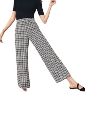 Ann Taylor Preppy MARINA Black & White Tweed Wide-Leg Ankle Pants